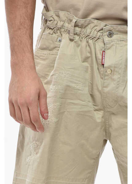 Pantaloni scurti DSQUARED2 Distressed Effect Cotton Shorts Beige Barbati (BM 19713722) 3