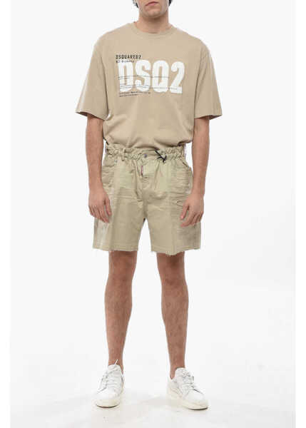 Pantaloni scurti DSQUARED2 Distressed Effect Cotton Shorts Beige Barbati (BM 19713722) 4
