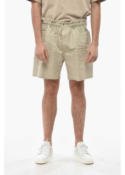 Pantaloni scurti DSQUARED2 Distressed Effect Cotton Shorts Beige Barbati (BM 19713722) 1