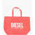 Diesel Solid Color Weoder Tote Bag With Contrasting Logo Red