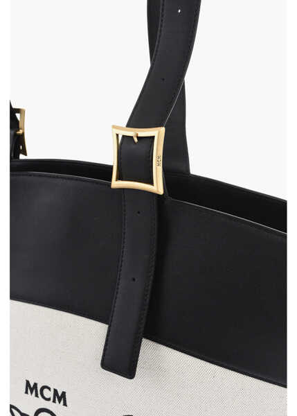 Genti de mana MCM Two-Tone Tote Bag With Frontal Logo Black Femei (BM 19713755) 2