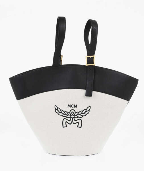 Genti de mana MCM Two-Tone Tote Bag With Frontal Logo Black Femei (BM 19713755) 1