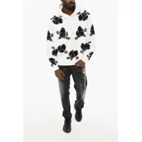 Bluze de trening DSQUARED2 pentru Barbati - Bluze de trening DSQUARED2 Floral-Motif Two-Tone Hoodie Black & White Barbati (BM 19713764) - B-mall.ro