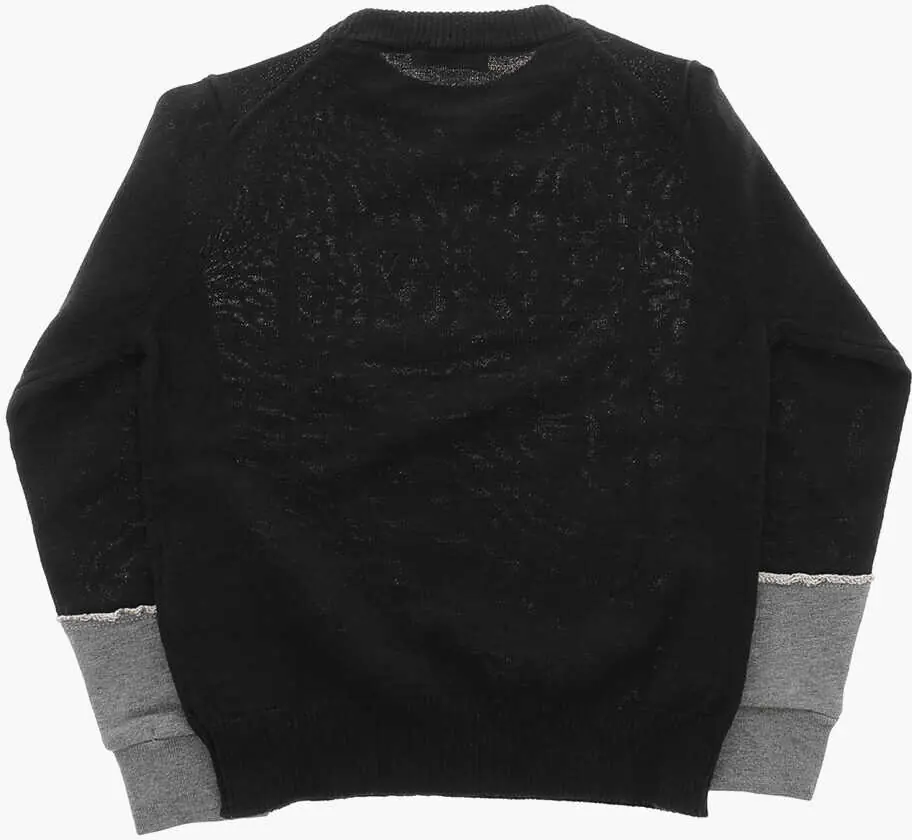 Pulovere N21 Kids Crew Neck Wool Blend Sweater With Jacquard Logo Black Baieti (BM 19713770) 3