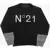 N&deg;21 Kids Crew Neck Wool Blend Sweater With Jacquard Logo Black