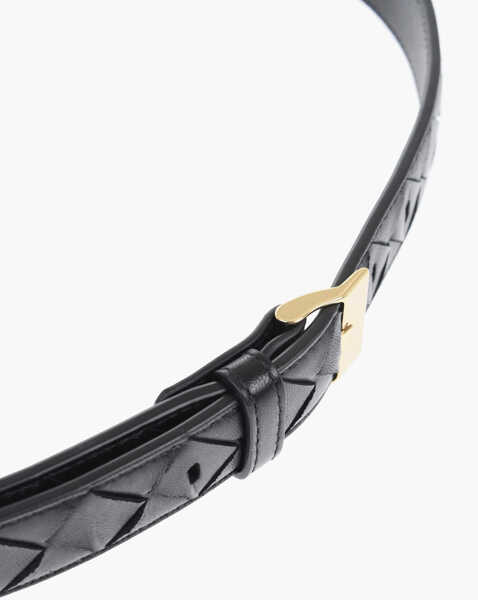 Curele Bottega Veneta Braided Leather Slim Fit Belt 30Mm Black Femei (BM 19713776) 3