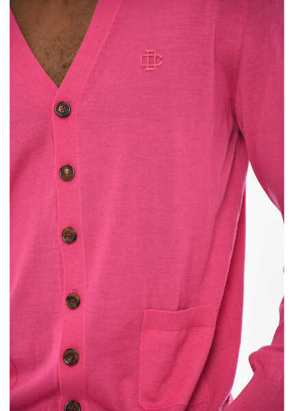 Cardigane DSQUARED2 Virgin Wool V-Neck Cardigan Pink Barbati (BM 19713782) 3