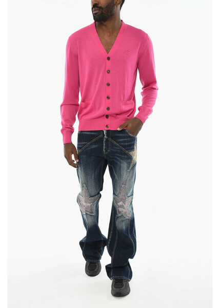 Cardigane DSQUARED2 Virgin Wool V-Neck Cardigan Pink Barbati (BM 19713782) 4