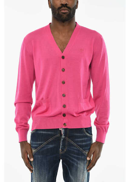 Cardigane DSQUARED2 Virgin Wool V-Neck Cardigan Pink Barbati (BM 19713782) 1