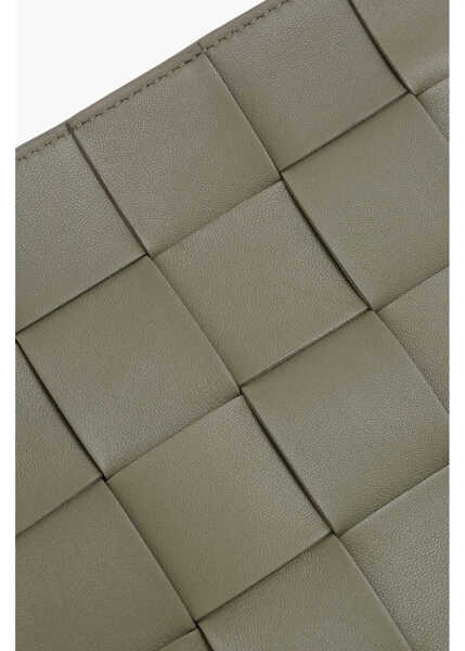 Genti plic Bottega Veneta Braided Leather Clutch With Zip Green Femei (BM 19713785) 4