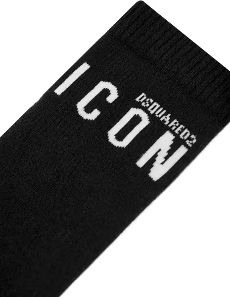 Sosete DSQUARED2 Icon Long Socks With Contrasting Monogram Black Fete (BM 19713800) 3
