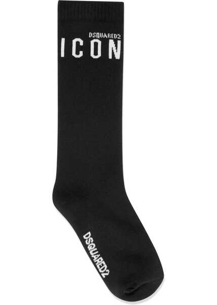 Sosete DSQUARED2 Icon Long Socks With Contrasting Monogram Black Fete (BM 19713800) 1