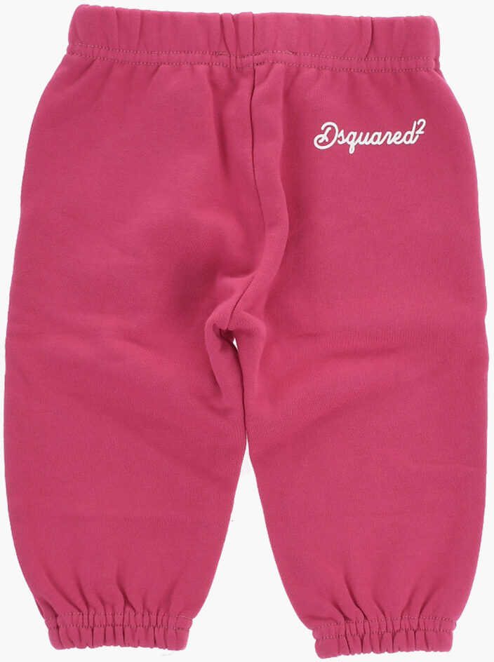 Pantaloni de trening DSQUARED2 Brushed Cotton Joggers With Printed Logo Pink Baieti (BM 19713803) 3