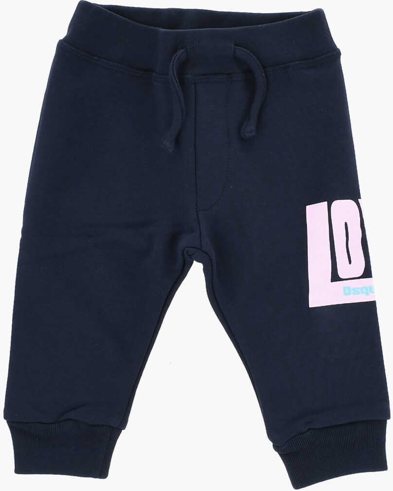 Pantaloni de trening DSQUARED2 Brushed Cotton Joggers With Contrasting Print Blue Baieti (BM 19713812) 1