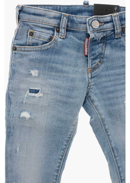 Blugi drepti DSQUARED2 Distressed Effect Clment Jeans Blue Baieti (BM 19713821) 2