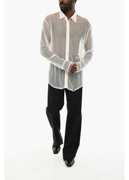 Camasi casual DSQUARED2 Lace Sheer Shirt White Barbati (BM 19713824) 3