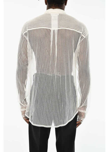 Camasi casual DSQUARED2 Lace Sheer Shirt White Barbati (BM 19713824) 4