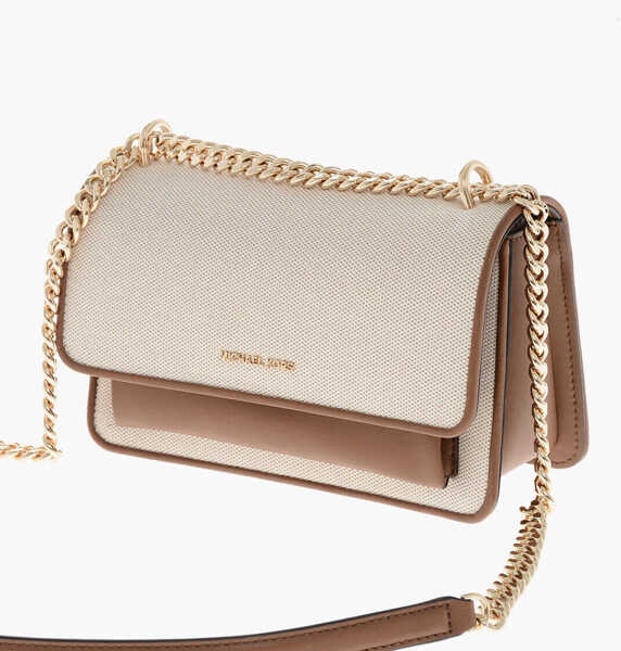 Genti de umar Michael Kors Michael Fabric Shoulder Bag With Leather Trims Beige Femei (BM 19713836) 3