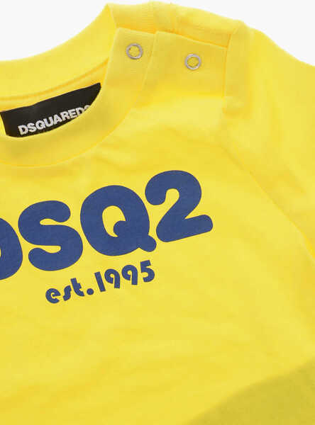 Tricouri DSQUARED2 Crew Neck Cotton T-Shirt With Printed Logo Yellow Baieti (BM 19713839) 2