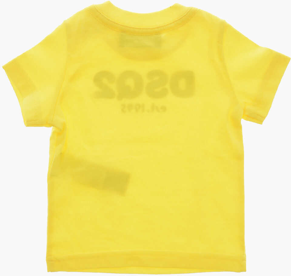 Tricouri DSQUARED2 Crew Neck Cotton T-Shirt With Printed Logo Yellow Baieti (BM 19713839) 3