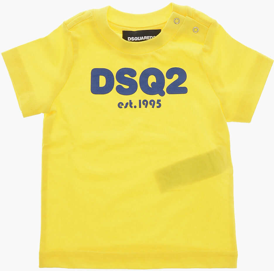 Tricouri DSQUARED2 Crew Neck Cotton T-Shirt With Printed Logo Yellow Baieti (BM 19713839) 1