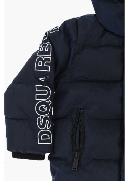 Jachete DSQUARED2 Quilted And Padded Jacket With Hood Blue Baieti (BM 19713869) 2