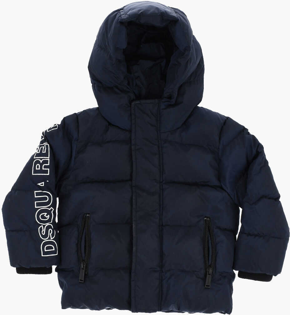 Jachete DSQUARED2 Quilted And Padded Jacket With Hood Blue Baieti (BM 19713869) 1