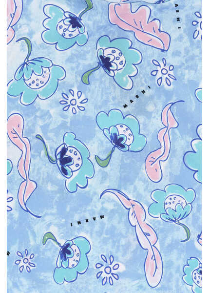 Rochii Marni Patterned Brushed Cotton Dress With Hood Blue Fete (BM 19713872) 2