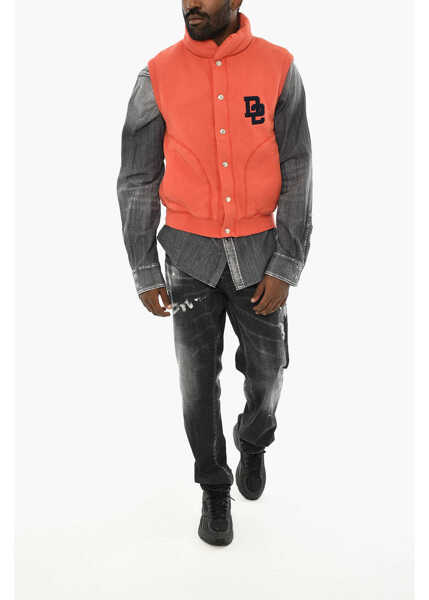 Bluze de trening DSQUARED2 Sleeveless Cotton Sweatshirt With Snap Buttons Orange Barbati (BM 19713875) 4
