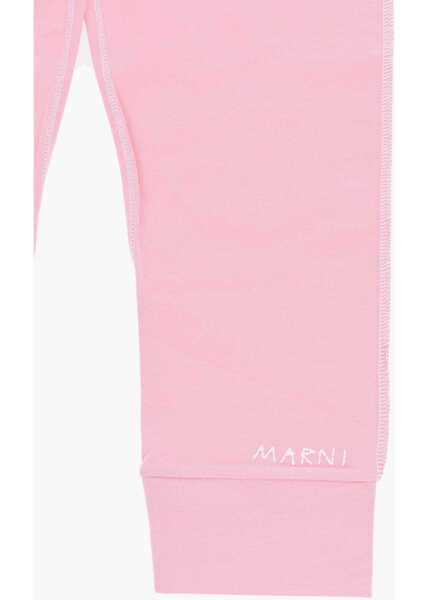 Colanti Marni Solid Color Leggings With Embroidered Logo Pink Fete (BM 19713962) 2