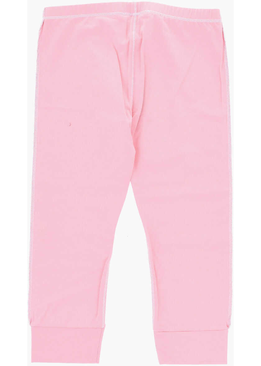 Colanti Marni Solid Color Leggings With Embroidered Logo Pink Fete (BM 19713962) 3
