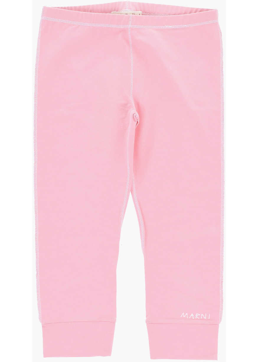 Colanti Marni Solid Color Leggings With Embroidered Logo Pink Fete (BM 19713962) 1