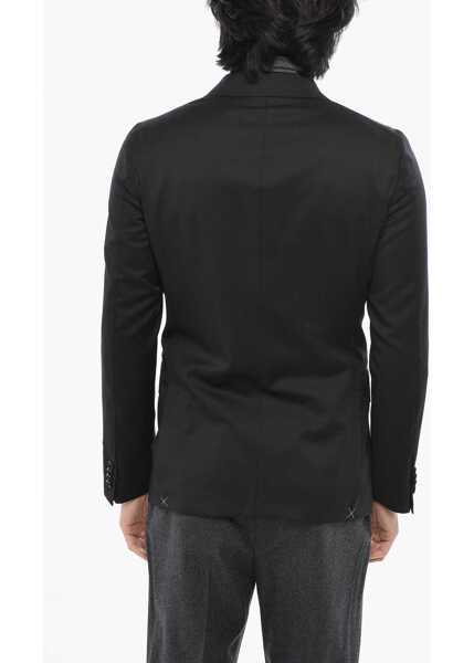 Sacouri CORNELIANI Cc Collection Virgin Wool Double Breasted Blazer With Peak L Black Barbati (BM 19713968) 2