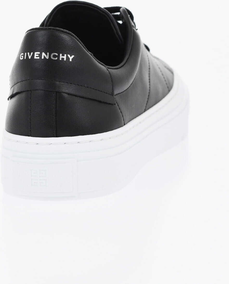 Sneakers Givenchy Leather City Low-Top Sneakers With Contrasting Sole Black Femei (BM 19713974) 2