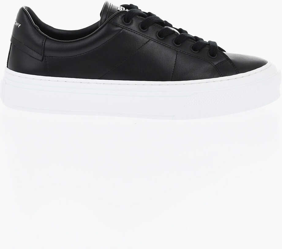 Sneakers Givenchy Leather City Low-Top Sneakers With Contrasting Sole Black Femei (BM 19713974) 3