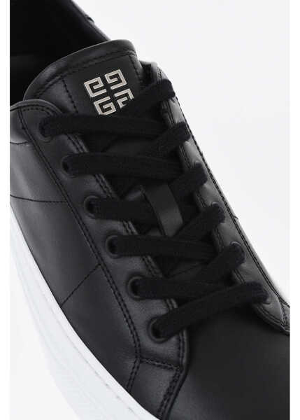Sneakers Givenchy Leather City Low-Top Sneakers With Contrasting Sole Black Femei (BM 19713974) 4