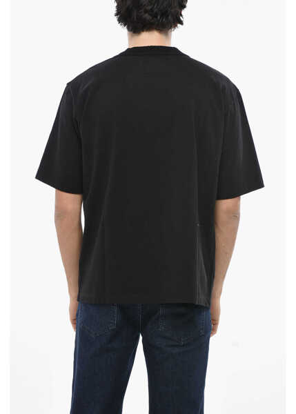 Tricouri DSQUARED2 Loose Fit Solid Color Cotton Crew-Neck T-Shirt Black Barbati (BM 19713980) 2