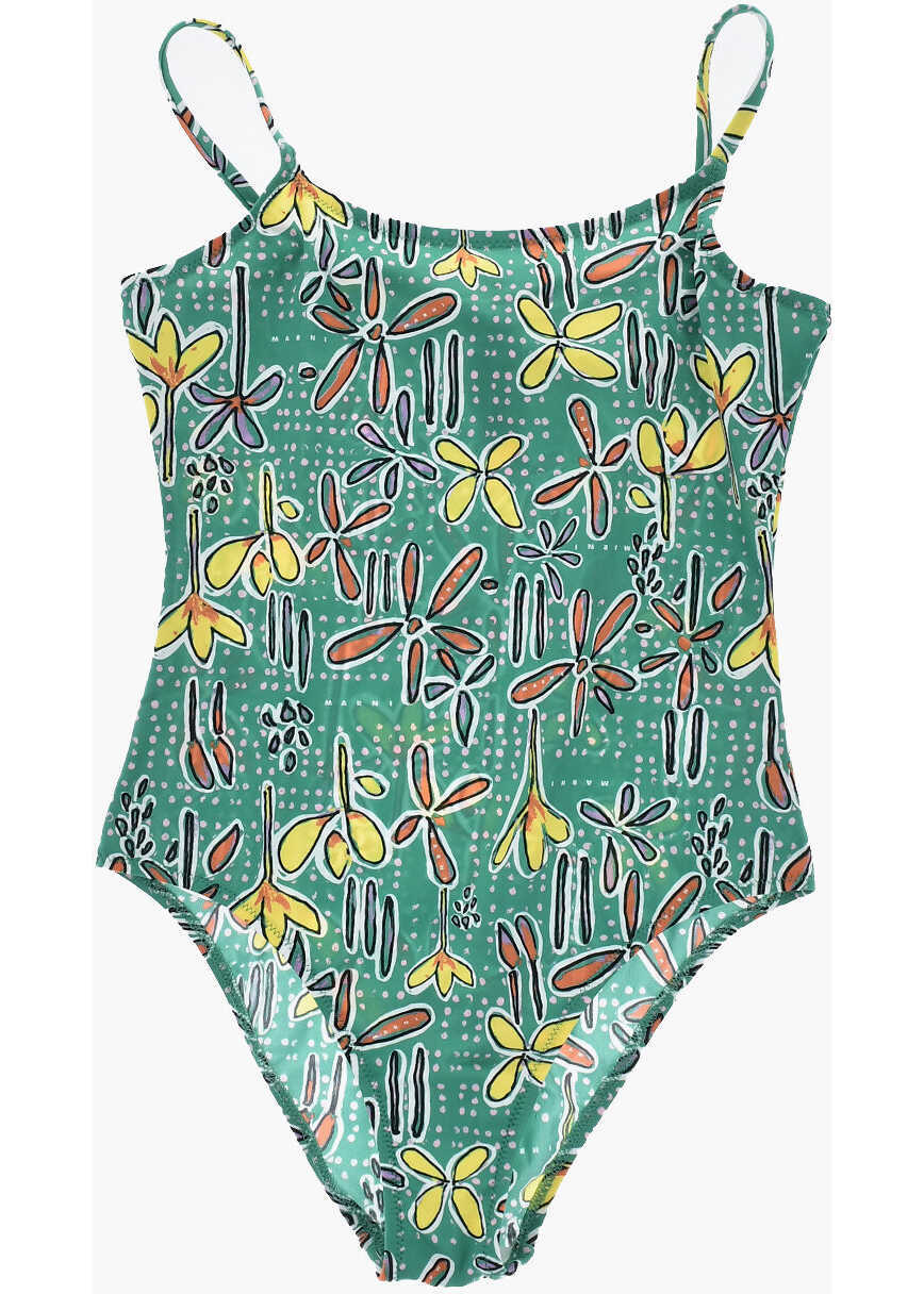 Costume de baie intregi Marni Floral Patterned One-Piece Swimsuit Green Fete (BM 19713986) 1