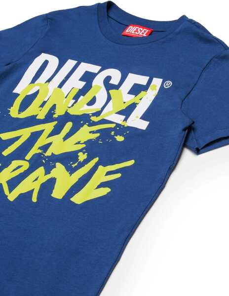 Tricouri Diesel Cotton Bri T-Shirt With Front Print Blue Baieti (BM 19713998) 3