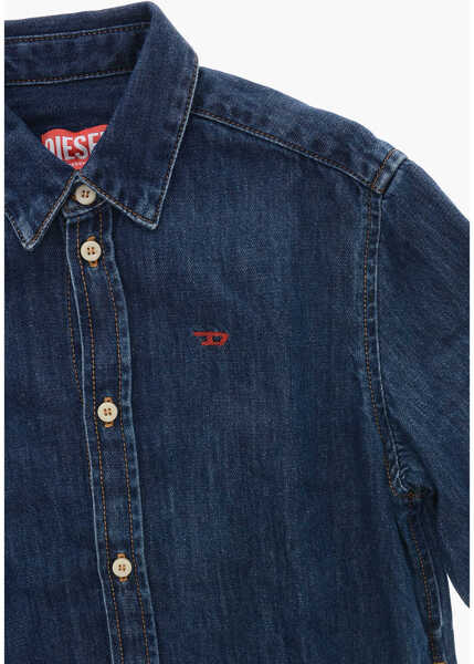 Camasi de blugi Diesel Dark Washed Blex Denim Shirt Dress Blue Fete (BM 19714001) 2