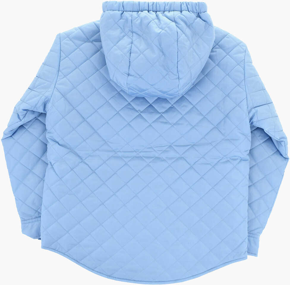 Jachete DSQUARED2 Quilted Utility Jacket With Hood Light Blue Baieti (BM 19714007) 3