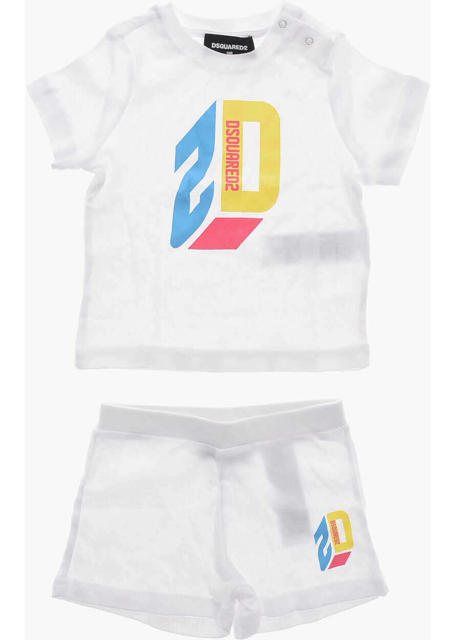 Tricouri DSQUARED2 Cotton Shorts And T-Shirt Set White Baieti (BM 19714013) 1
