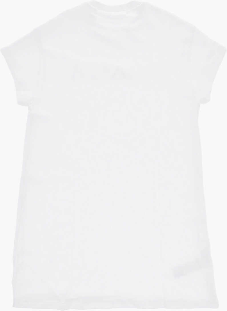 Rochii Marni Short-Sleeved Sweatshirt Dress With Beaded Logo White Fete (BM 19714016) 3