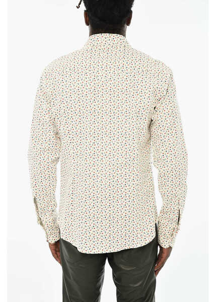 Camasi casual DSQUARED2 Ribbed Floral Motif Shirt With Double Breasted Pockets White Barbati (BM 19714025) 2