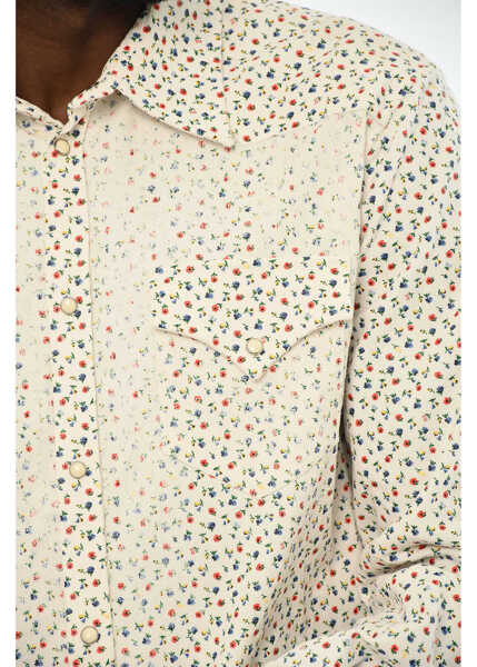 Camasi casual DSQUARED2 Ribbed Floral Motif Shirt With Double Breasted Pockets White Barbati (BM 19714025) 3