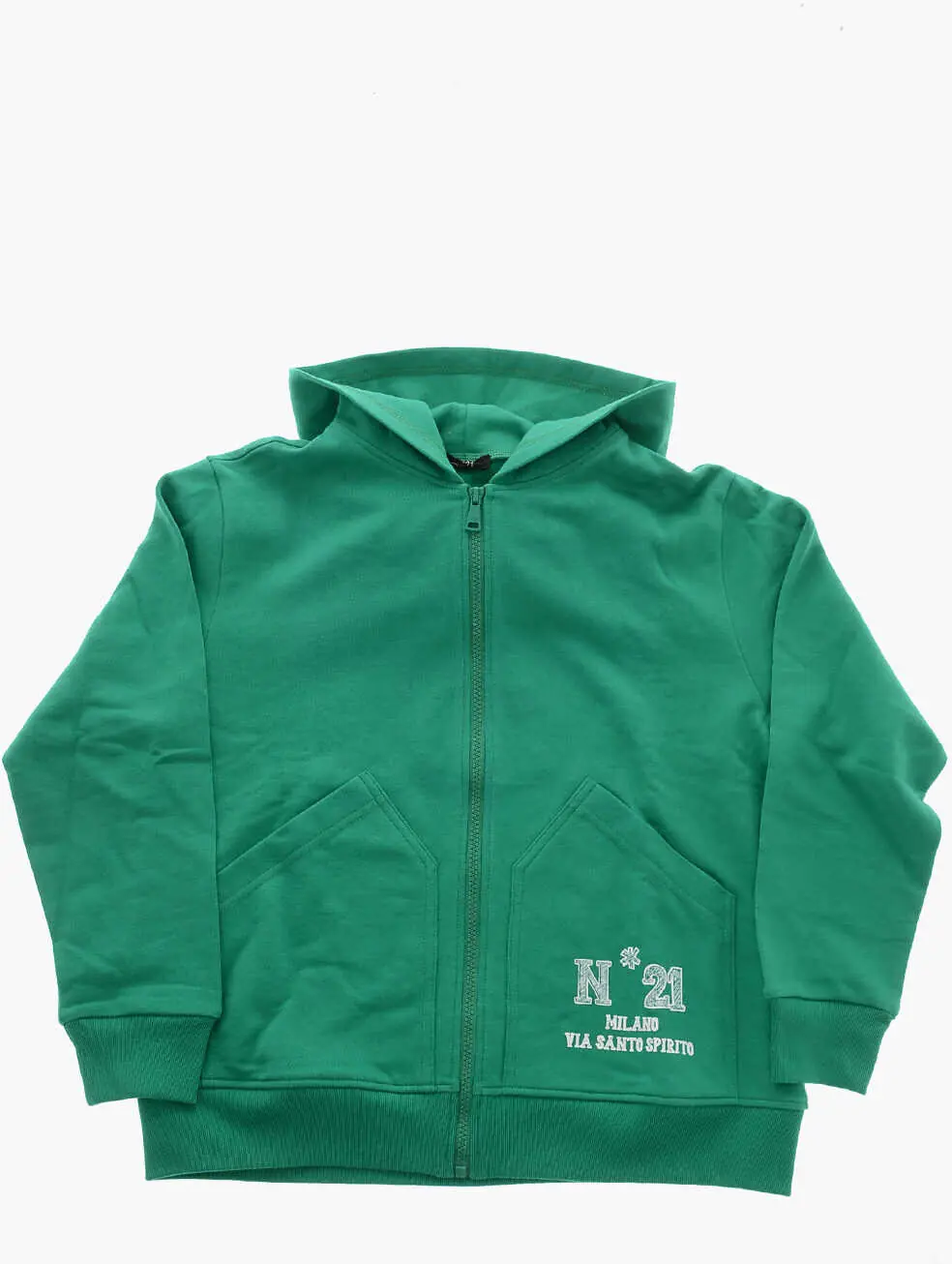 Bluze de trening N21 Kids Brushed Cotton Hoodie With Front Zip Green Baieti (BM 19714028) 1