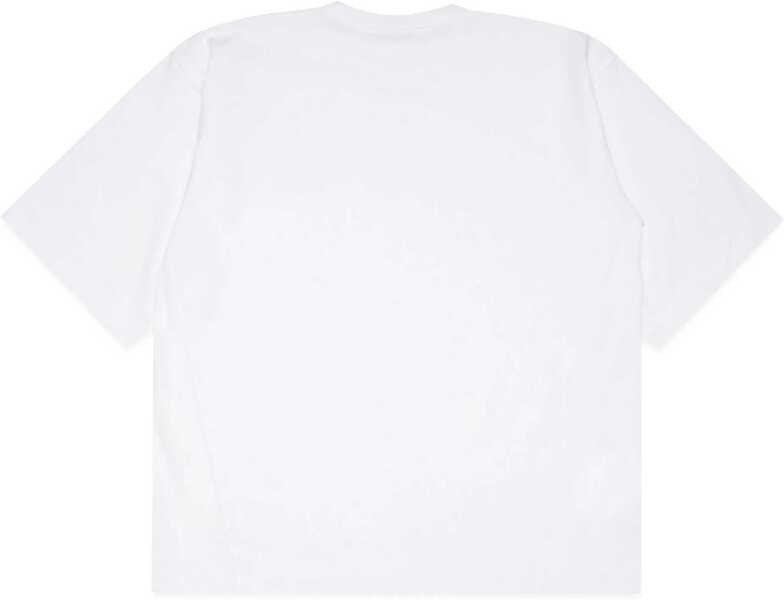 Tricouri Marni Solid Color Crew-Neck T-Shirt With Embroidered Logo White Baieti (BM 19714034) 2