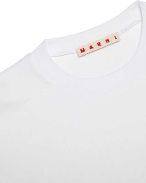 Tricouri Marni Solid Color Crew-Neck T-Shirt With Embroidered Logo White Baieti (BM 19714034) 3