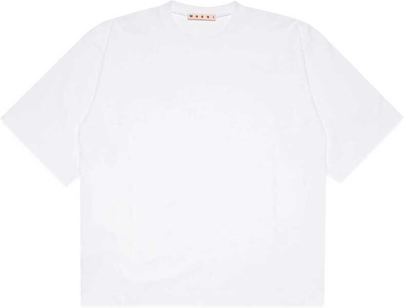 Tricouri Marni Solid Color Crew-Neck T-Shirt With Embroidered Logo White Baieti (BM 19714034) 1
