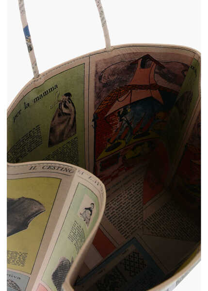 Genti de mana Bottega Veneta Leather Printed Tote Bag Brown Femei (BM 19714037) 4